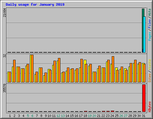 Daily usage for January 2019