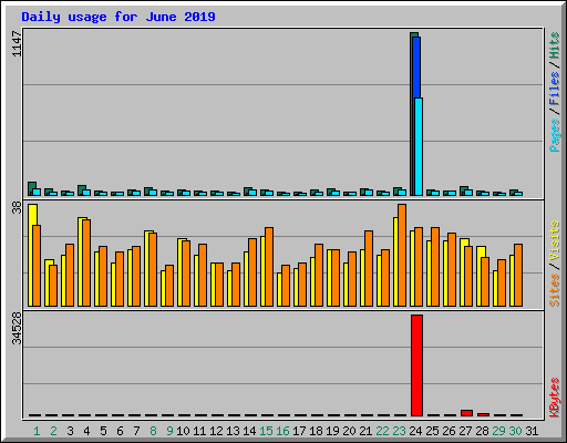 Daily usage for June 2019