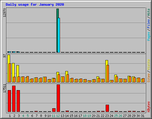Daily usage for January 2020